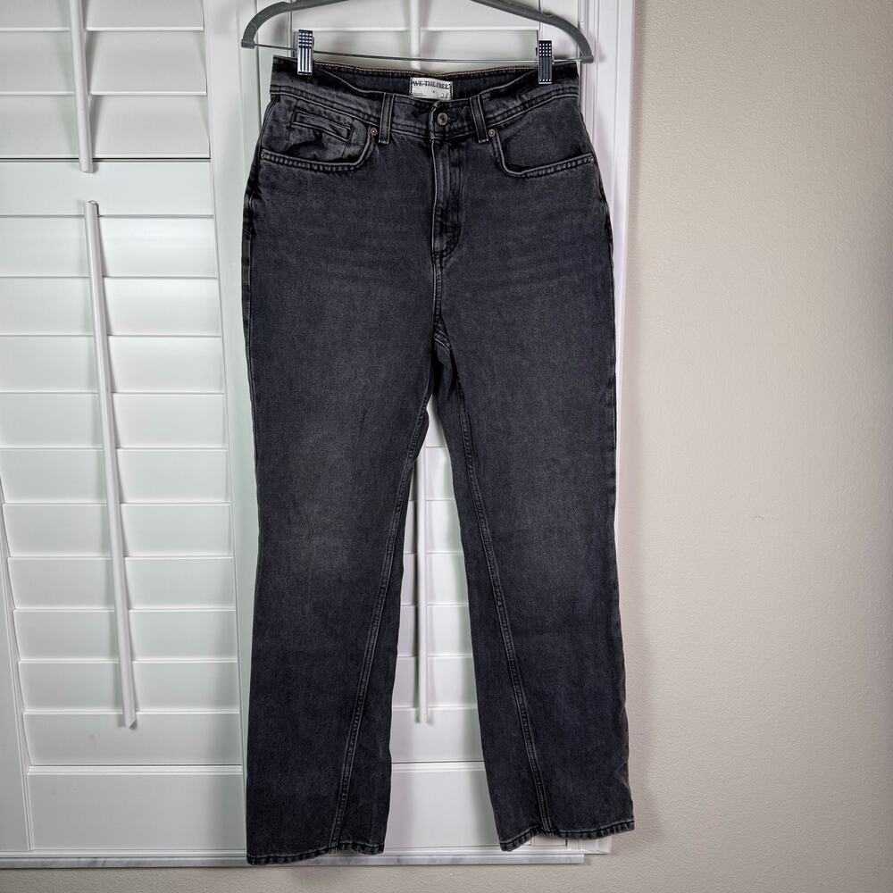 We The Free People Xena High Rise Slim Straight Jeans Black Size 28